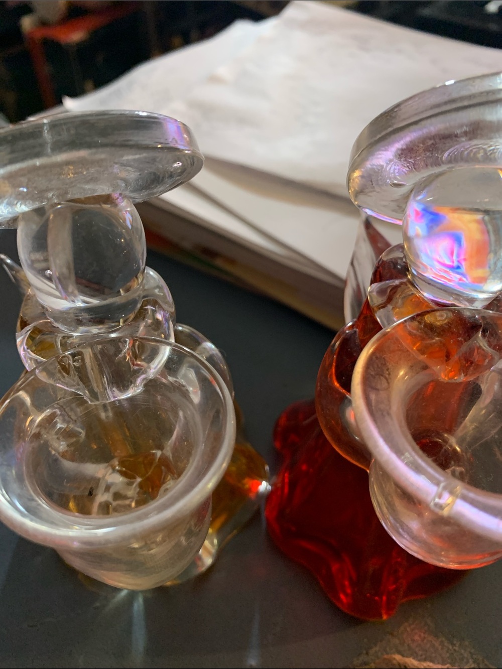 2-Hand Blown Glass Angel Candle Holders Amber & Ruby - Picture 4 of 4